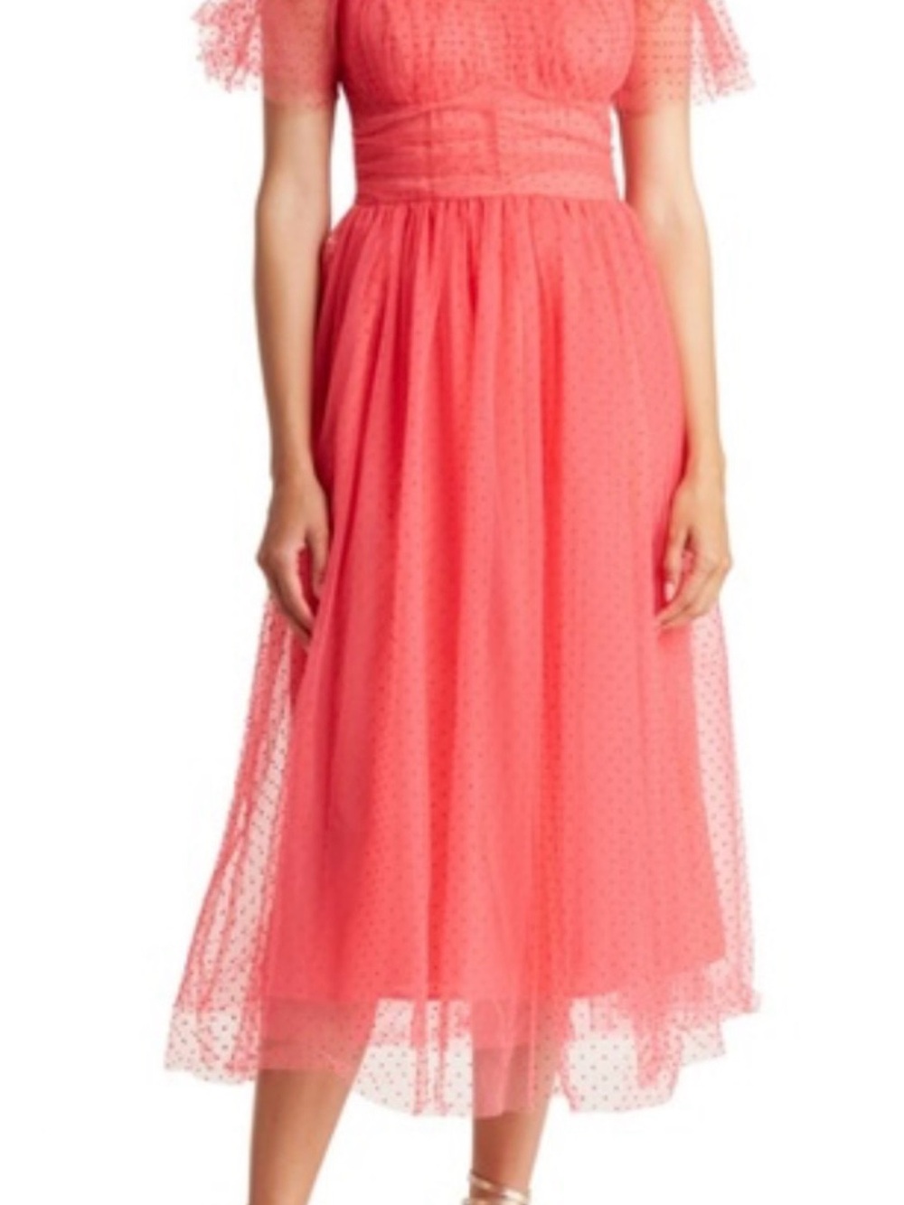 Lush Coral Midi Tulle Skirt